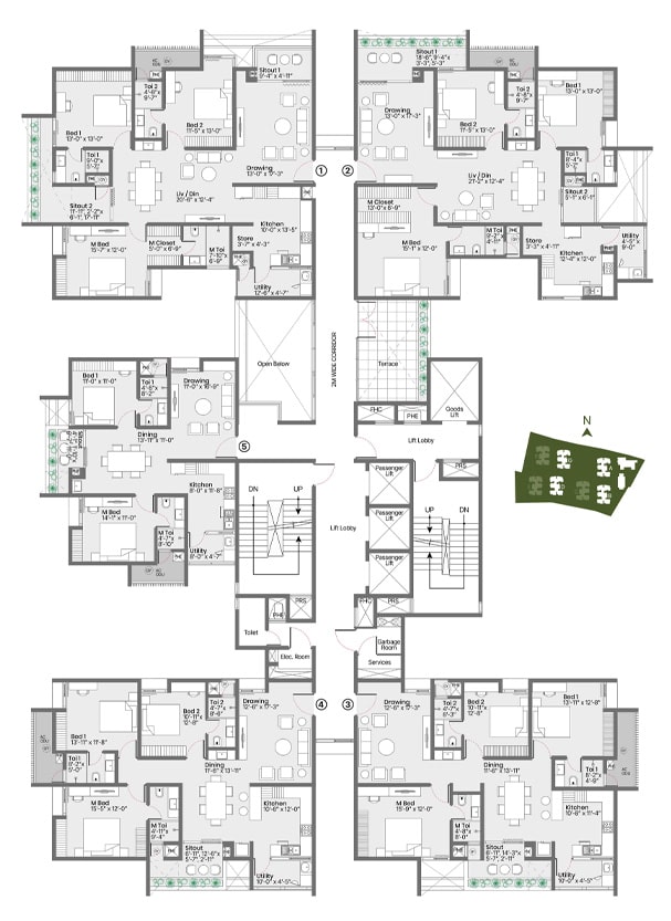 Towers A,B,D,G Even-Floors Plan