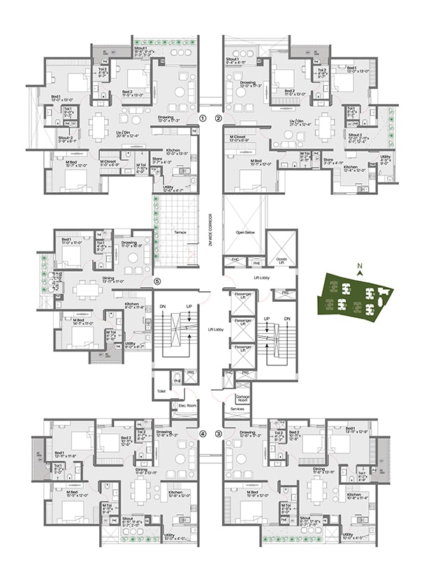 Towers A,B,D,G ODD-Floors Plan