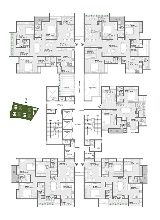 Tower C,E,F Even-Floors Plan