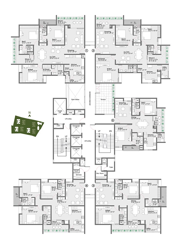 Tower C,E,F first-floor plan